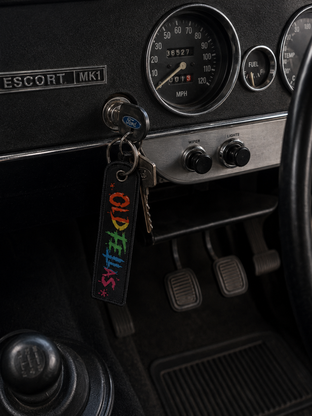 old fellas embroidered key tag