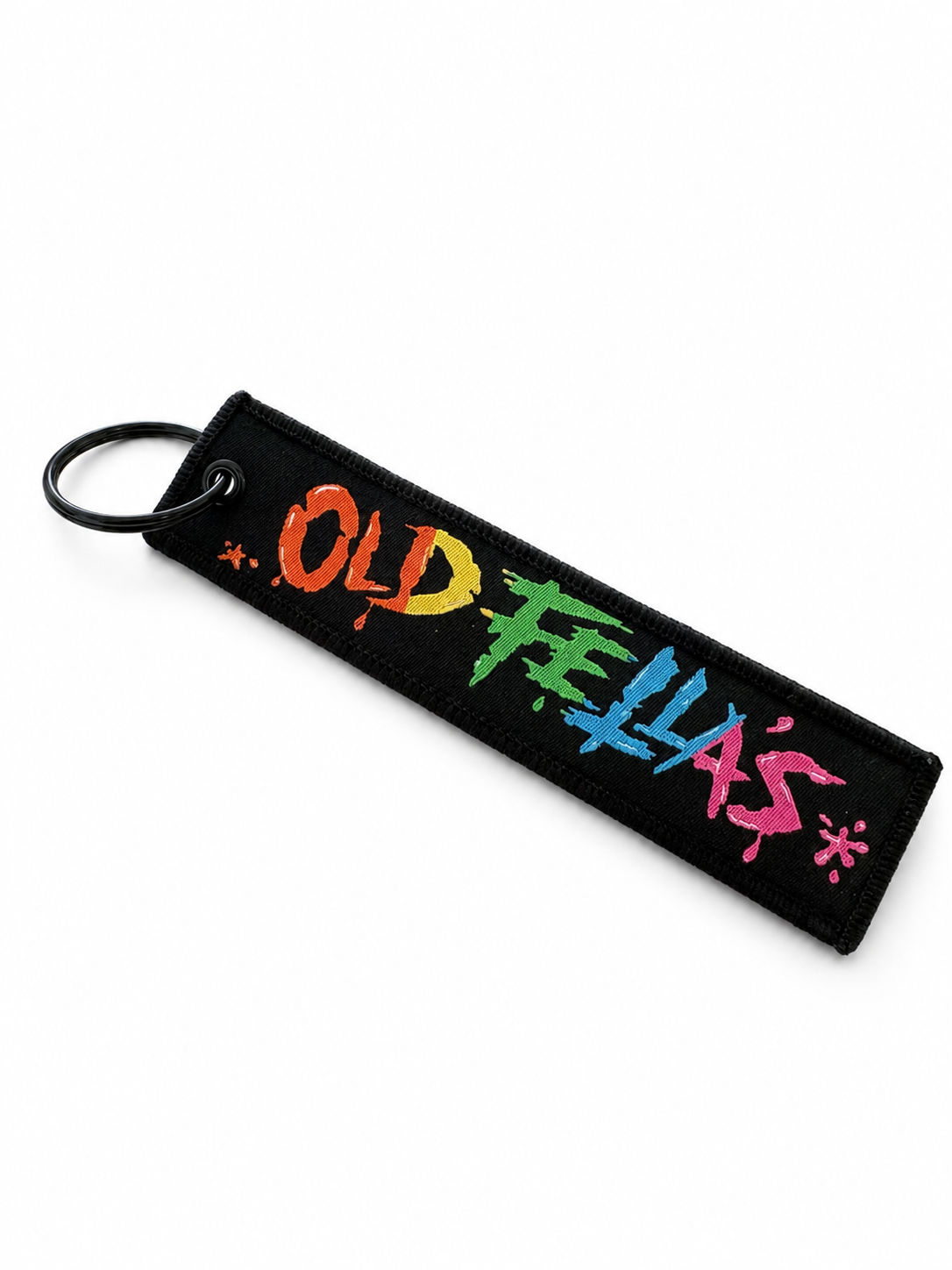 old fellas embroidered key tag